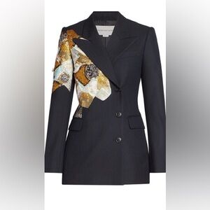 DRIES VAN NOTEN Bowy Metallic Patchwork Embroidered Bazer zs 38